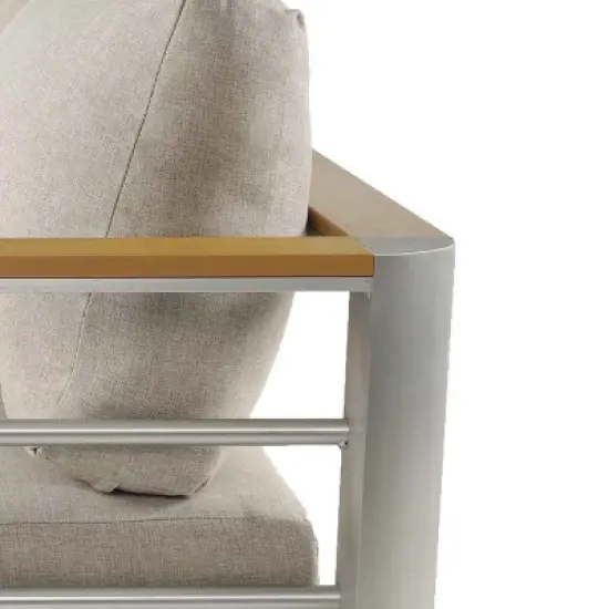 4PCS Outdoor Chat Set, Seating Set with Coffee Table, Lightweight Chairs with Aluminum Frame and Polyester Cushion-Coolbibila image {6}