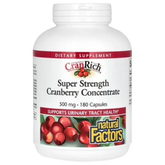 Natural Factors CranRich, Cranberry Concentrate, Super Strength, 500 mg, 180 Capsules image {3}