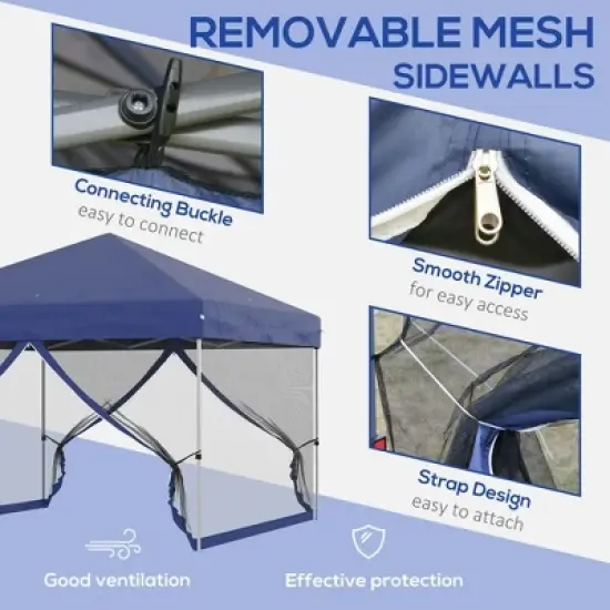 Resenkos Patio Garden Pergola, Pergola Canopy,10' x 10' Pop Up Canopy Tent, Tents for Parties with Wheeled Carry Bag, Blue Dark Blue image {4}