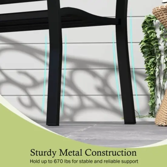 Costway 50" Porch Bench with Ergonomic Backrest & Armrests Floral Patterns Curved image {5}