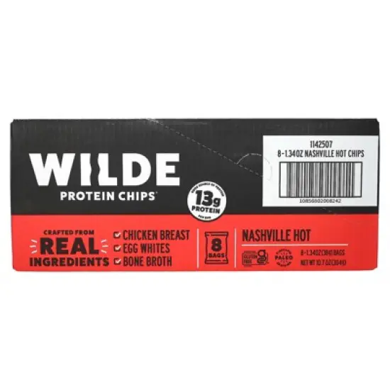 Wilde Brands Protein Chips, Nashville Hot, 8 Bags, 1.34 oz (38 g) Each image {3}
