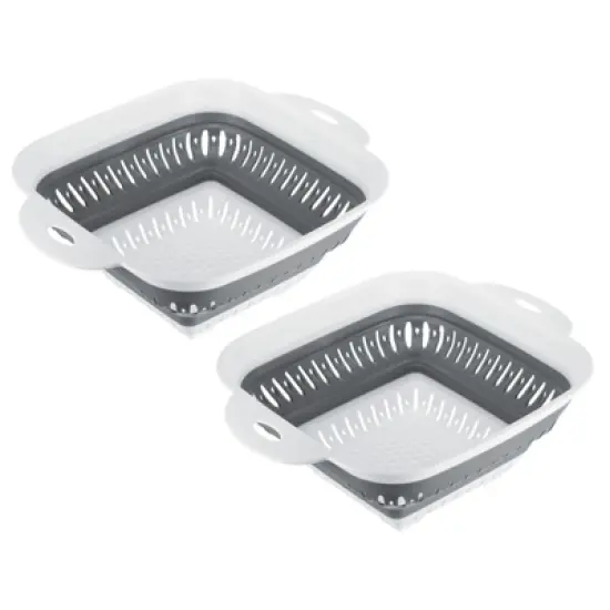 Unique Bargains Silicone Foldable Ergonomic Handles Dishwasher Safe Colander 2 Pcs image {7}