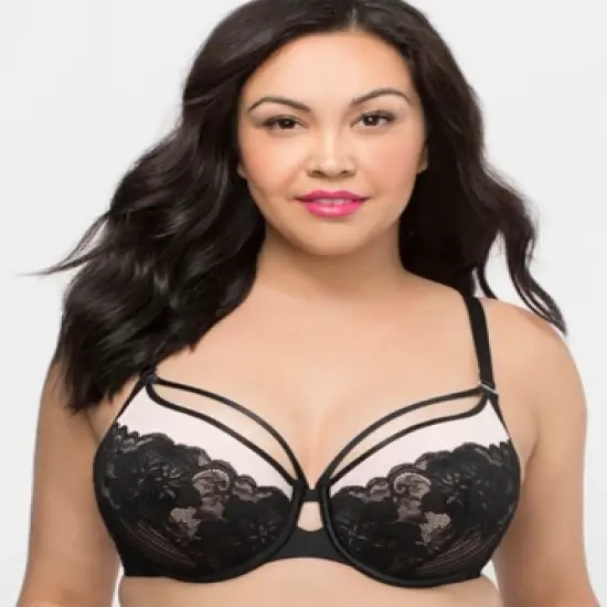 Curvy Couture Women's Strappy Tulip Lace Push Up Bra image {5}