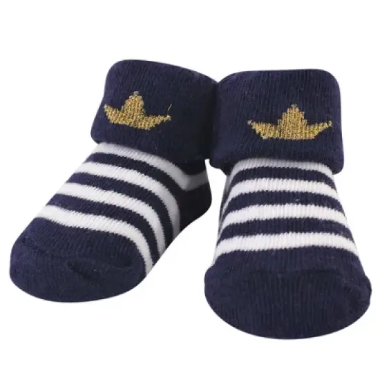 Hudson Baby Infant Boy Cotton Bib and Sock Set 5pk, Handsome As A Prince, One Size image {4}