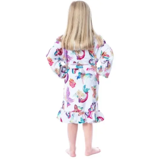 Mattel Girls' Barbie Fantasy Mermaid Fairy Rainbow Ruffled Bathrobe Robe White image {1}