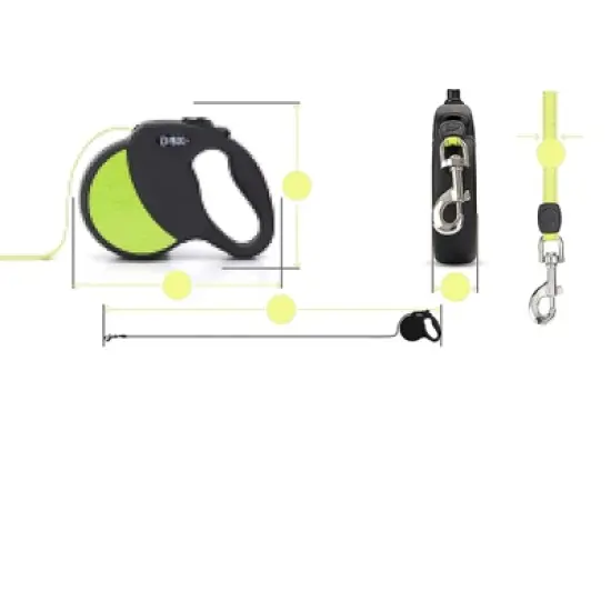 DDOXX 13.1 ft Retractable Small Dog Leashwith Strong Reflective Nylon Strips and Break & Lock System - Black & Yellow image {2}
