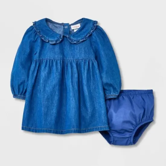 Baby Girls' Denim Prairie Dress - Cat & Jack&trade; Medium Wash image {4}