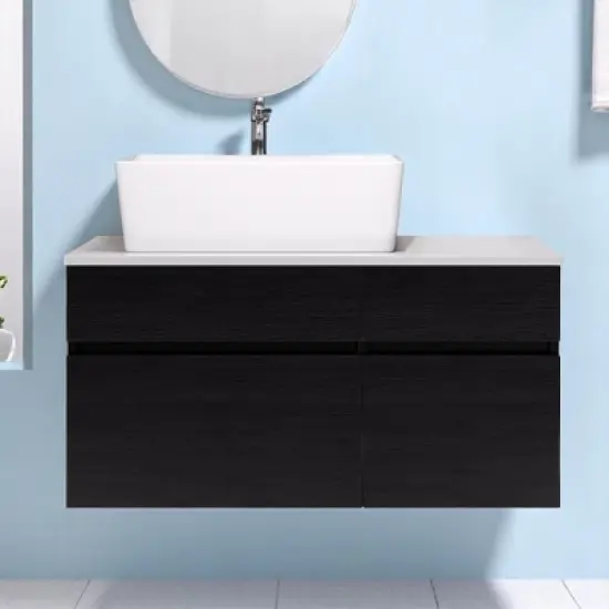 Mshliw 31.5 Inch Floating Bathroom Vanity with Sink, Wall Mounted Cabinet with Drawer and Doors, Vessel Ceramic Sink image {2}