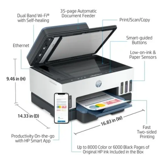 HP Smart Tank 7301 All-in-One InkJet Printer, Color Mobile Print, Scan, Copy, image {7}