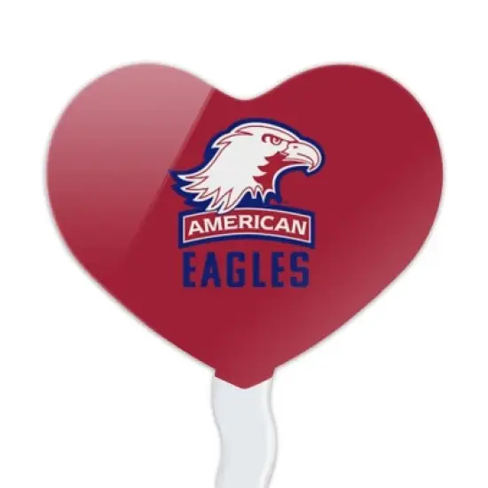 American University Eagles Logo Heart Love Cupcake Picks Toppers Decoration Set of 6 image {1}