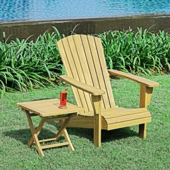 Yardgrace Teak Adirondack Chair with Table 2PCS image {2}