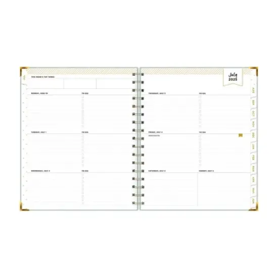 Day Designer 7"x9" 2025-2026 Weekly/Monthly Wirebound Planner Hardcover Hampton Sage Bookcloth image {4}