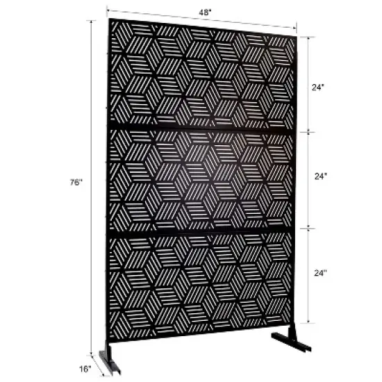 CAVINAS Patio Decorative Screen Metal Fence Privacy Screen with Striped Rhombus Pattern for Outside and Garden, 76" H&times;48" W image {3}