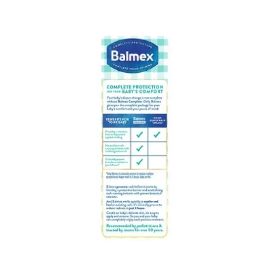 Balmez Complete Protection Diaper Rash Cream With Zinc Oxide Unscented 2 oz image {1}