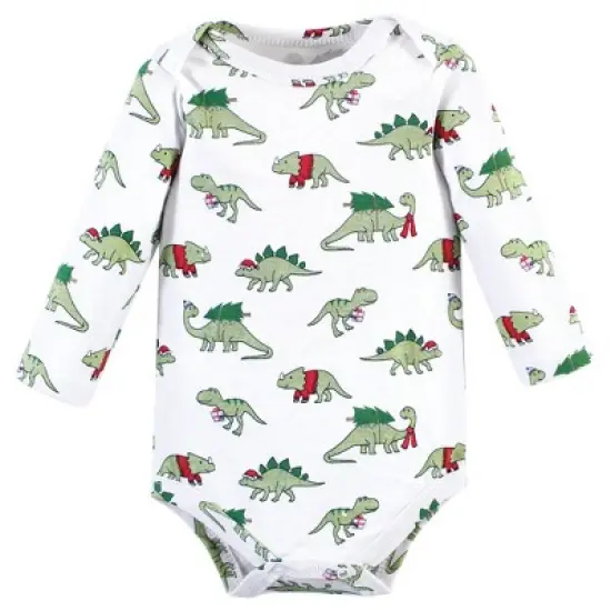 Hudson Baby Unisex Baby Cotton Long-Sleeve Bodysuits, Christmasaurus image {3}