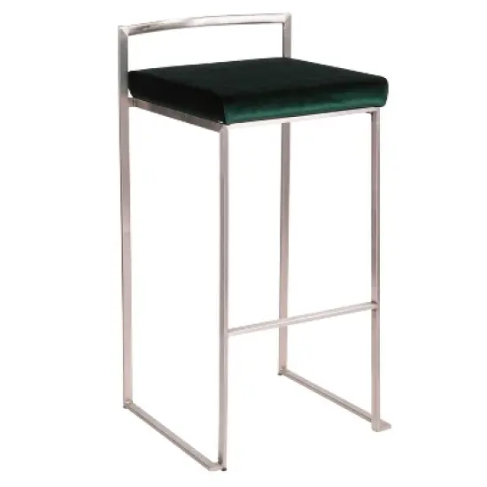 Set of 2 30" Fuji Contemporary Stackable Barstools Stainless Steel - Lumisource image {2}