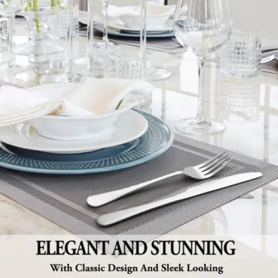 Itopfox 24-Piece Stainless Steel Silverware Set with Steak Knives, Mirror Polished Flatware for 4, Dishwasher Safe Cutlery Set for Home Kitchen image {5}