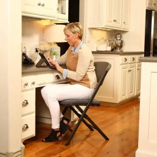 4pk Padded Commercial Grade Folding Chair Gray - Lifetime image {7}