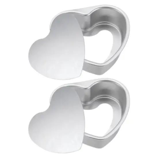 Unique Bargains Aluminum Nonstick Heart Shaped Removable Bottom Cake Pan 2 Pcs image {5}