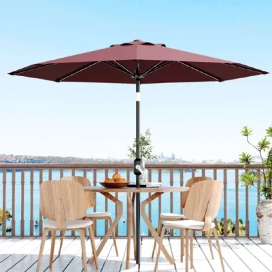 9' Outdoor Patio Umbrella, Outdoor Table Umbrella, Yard Umbrella, Market Umbrella with 8 Sturdy Ribs, Push Button Tilt and Crank image {10}