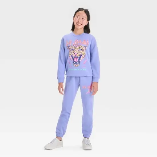 Girls' Def Leppard Fleece Joggers - Light Purple image {3}