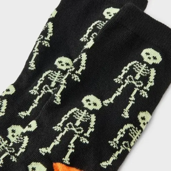 Women's Glow-in-the-Dark Skeletons Halloween Crew Socks - Hyde and EEK! Boutique&trade; Black/Orange 4 - 10 image {2}