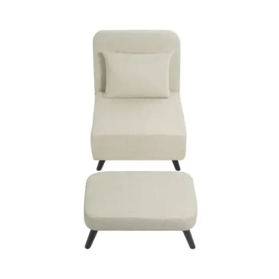 Dolonm  Linen 3-in-1 Foldable Chaise Lounge-Adjustable Backrest & Ottoman, Convertible Sofa Bed for Small Spaces image {10}