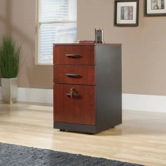 Via 3 Drawer Storage Pedestal Classic Cherry Red - Sauder image {1}