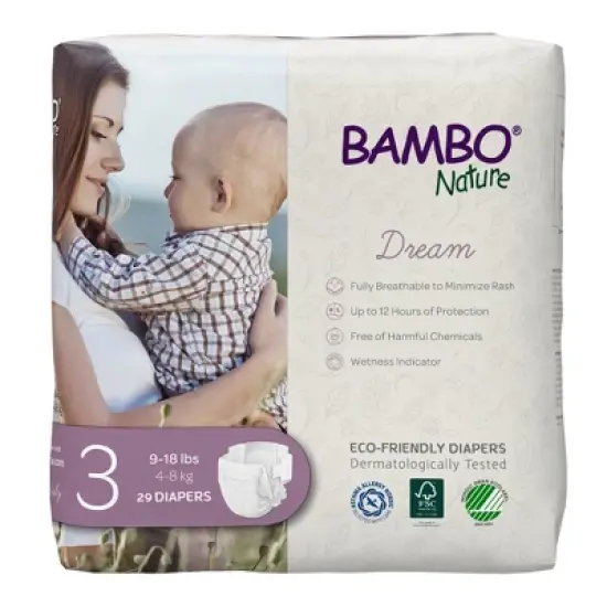 Bambo Nature Dream Disposable Diapers, Eco-Friendly, Size 3, 29 Count, 12 Packs, 348 Total image {5}