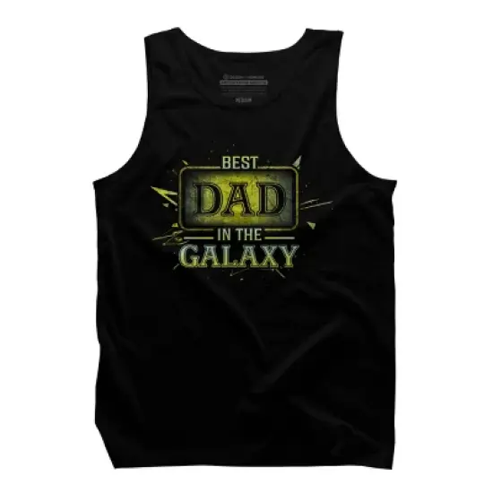 Men's Design By Humans Best Dad In Galaxy Badge By AmusingDesignCo Tank Top image {2}
