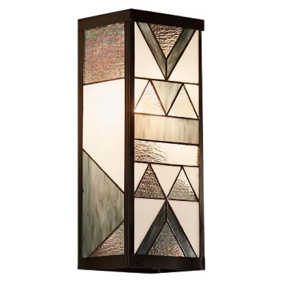 16.25" Stained Glass 1-Light Rectangular Geometric Outdoor Light Wall Sconce - River of Goods: ETL Listed, Waterproof image {6}