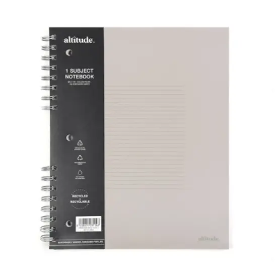 Altitude 100pg 1 Subject College Ruled Notebook 9"x11" Split Wire Warm Gray image {1}