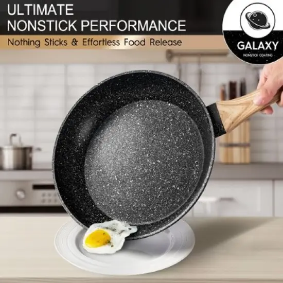MICHELANGELO  8+9.5+11inch Frying Pan, White image {3}