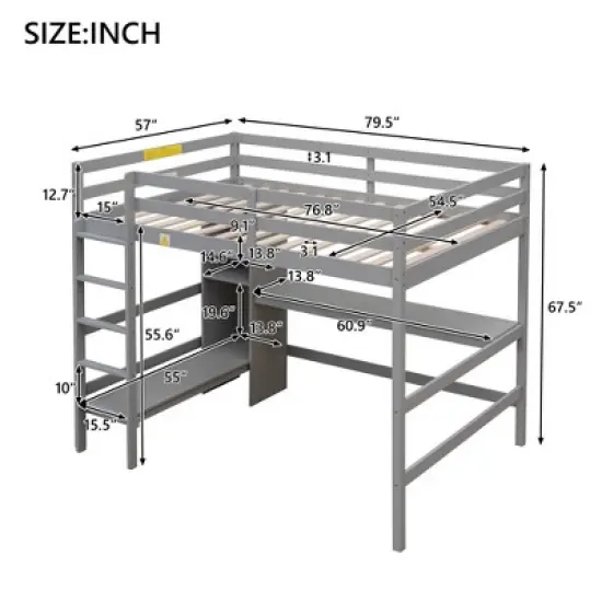 Full Size Loft Bed with Multifunction Shelves and Under-Bed Desk - ModernLuxe image {3}