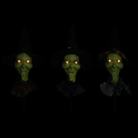 Northlight LED Lighted Smirking Witch Halloween Outdoor Pathway Markers - 17" - Set of 3 image {2}