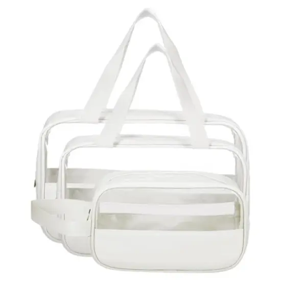 Unique Bargains Women's Durable Transparent Patchwork Makeup Bag 3 Pcs image {7}