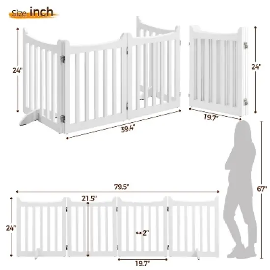 Yaheetech Wooden Pet Gate Pet Puppy Fence, White image {2}