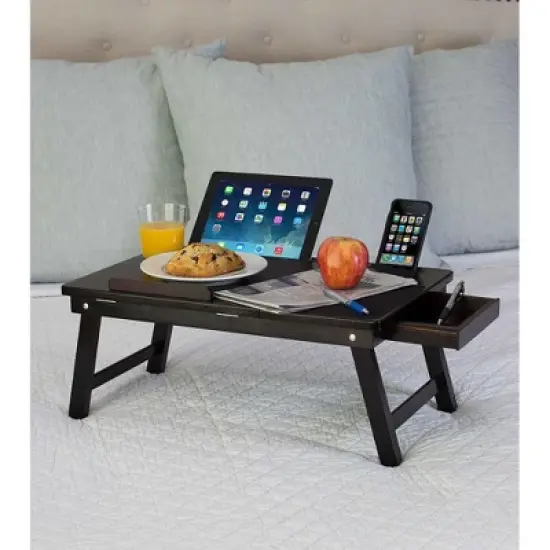 BirdRock HomeMulti-tasking Laptop Bamboo Bed Tray - Walnut image {1}