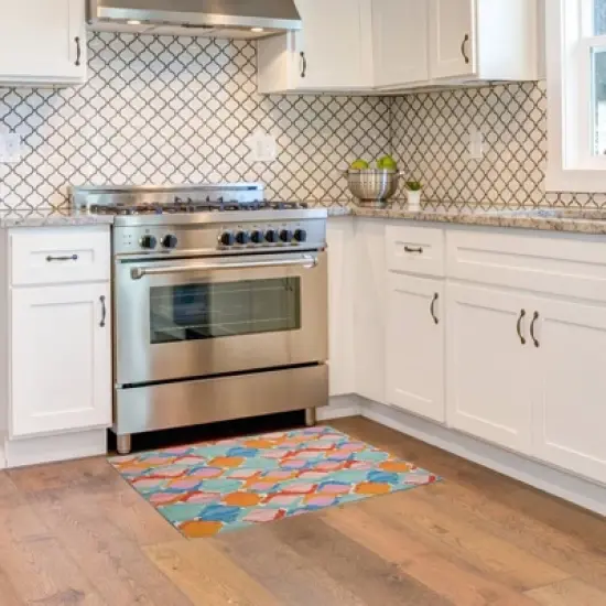 Padgett Washable Outdoor Rug Aqua Blue/Orange - Linon image {6}