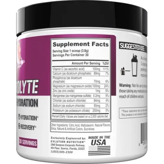 Evlution Nutrition EV Electrolyte - Hydration + Electrolytes - 30 Servings image {1}
