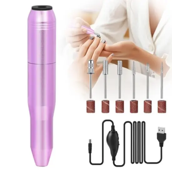 Portable Electric Nail Drill, Professional Nail File Kit for Acrylic, Gel Nails, Manicure Pedicure with Nail Drill Bits Sanding Bands Rose gold image {9}
