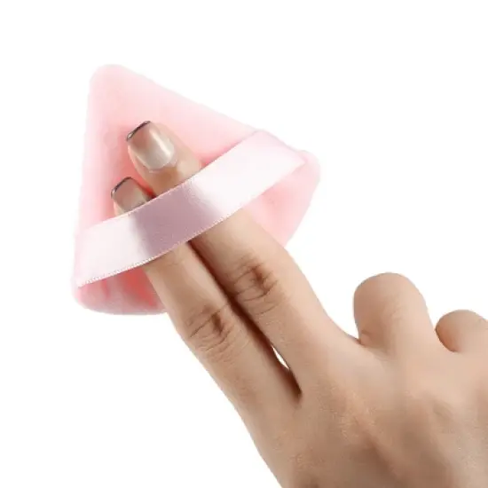 Unique Bargains Soft Triangle Puff Loose Powder Blender Beauty Makeup Tool Short Plush 6 Pcs image {4}