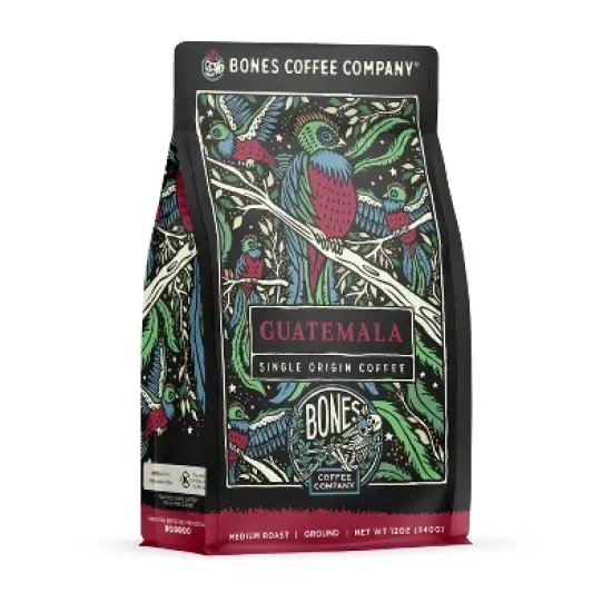 Bones Coffee Company Guatamela Ground Coffee Beans Single-Origin 12 oz Medium Roast (Ground) image {4}