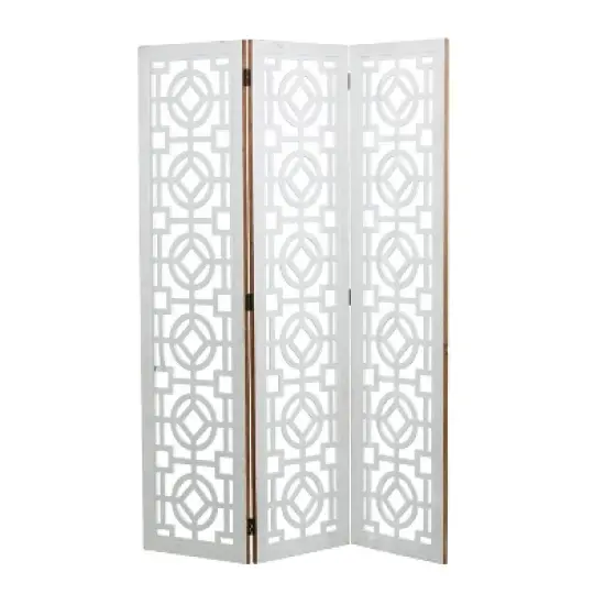 Farmhouse Wood Patterned Room Divider Screen White - Olivia & May image {4}