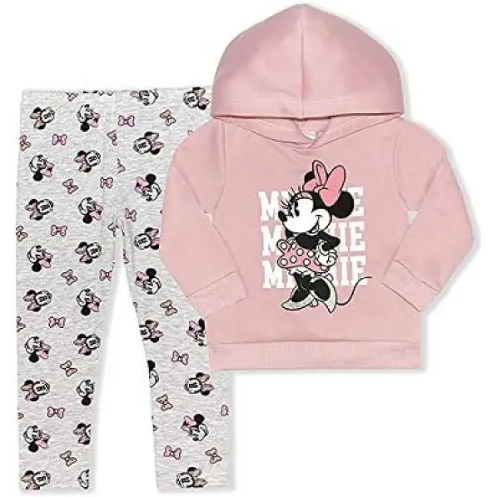 Disney Girl's 2-Pack Minnie Mouse Pullover Hoodie and Patterned Legging Pant Set Variety for Infant image {6}