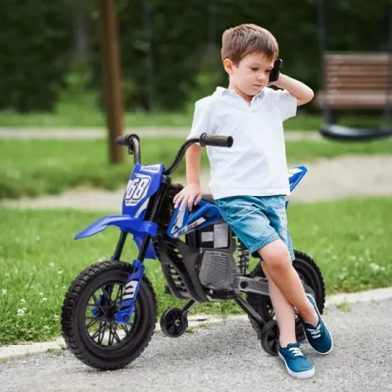 Qaba Kids Motorcycle with Twist Grip Throttle, 12V Electric Motorcycle with Training Wheels, Rear Suspension, Music for Aged 3-6 Years image {2}