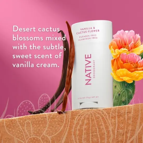 Native Solid Deodorant for Women & Men - Vanilla & Cactus Flower - 2.65oz image {2}