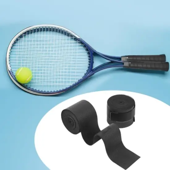 PiccoCasa Dumbbell Fishing Rod Racket Handle Sweat Absorbing Foam Nonslip Grip Tape Black 2 Pcs image {1}