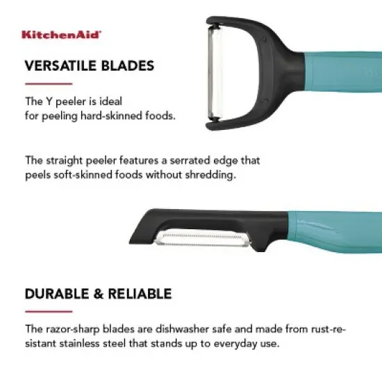 KitchenAid 2pk Peelers: Serrated Blade, Protective Cover, Dishwasher-Safe, Green, Plastic & Metal, Vegetable & Potato Peeler image {3}