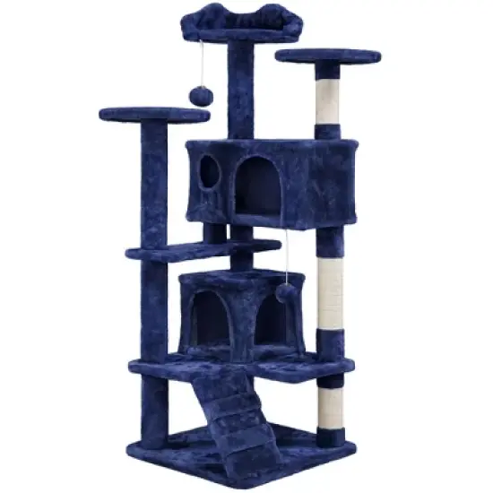 Yaheetech 54"H Cat Tree with 2 Condos for Kittens Small Cats image {12}